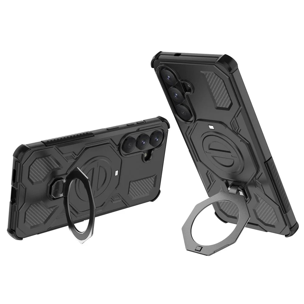 For Samsung Galaxy S26+ Magnetic Case Rotating Metal Kickstand Shockproof PC + TPU Phone Back Cover - Black - 2