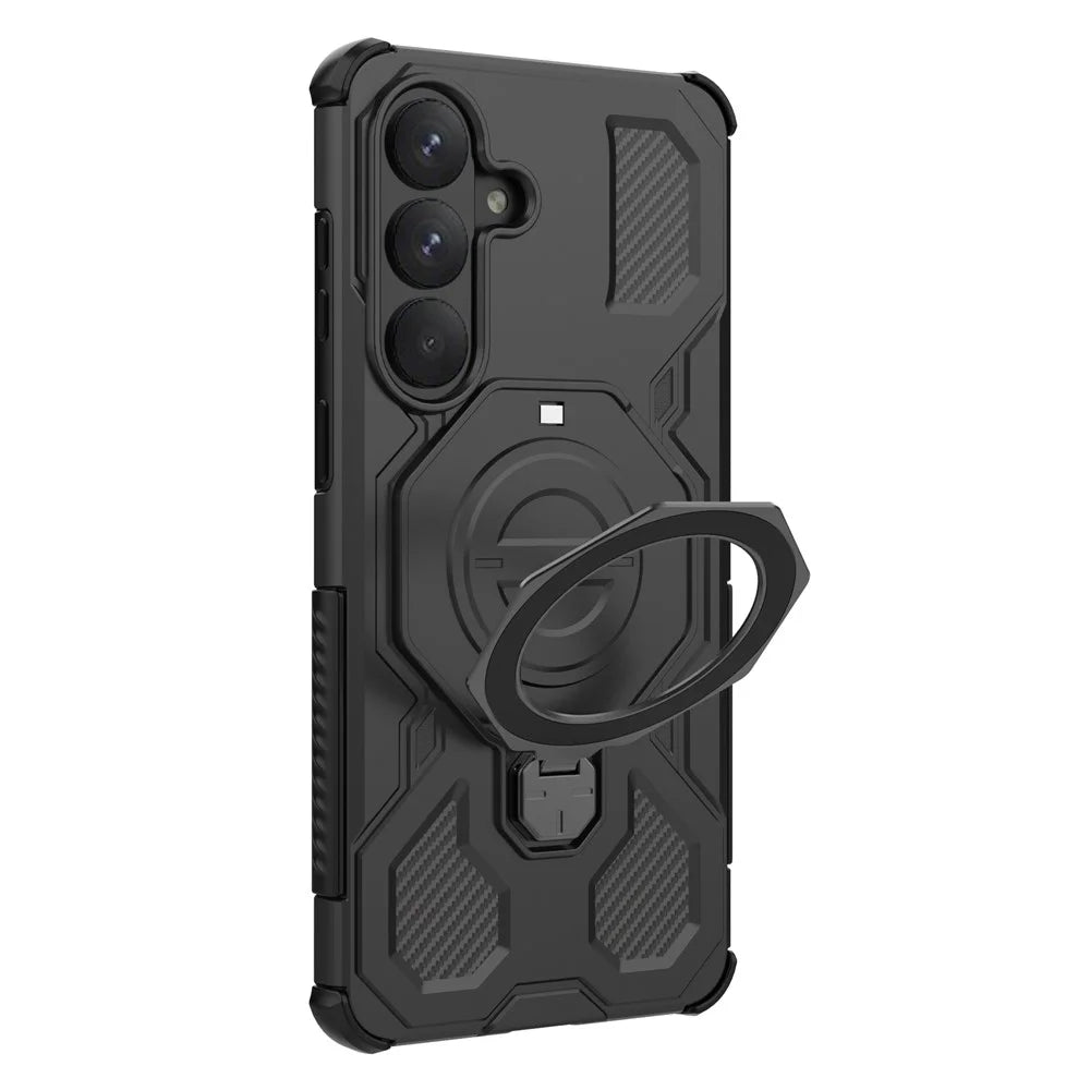 For Samsung Galaxy S26+ Magnetic Case Rotating Metal Kickstand Shockproof PC + TPU Phone Back Cover - Black - 3