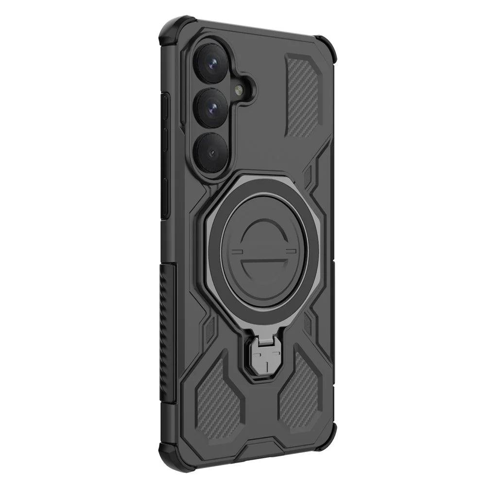 For Samsung Galaxy S26+ Magnetic Case Rotating Metal Kickstand Shockproof PC + TPU Phone Back Cover - Black - 4