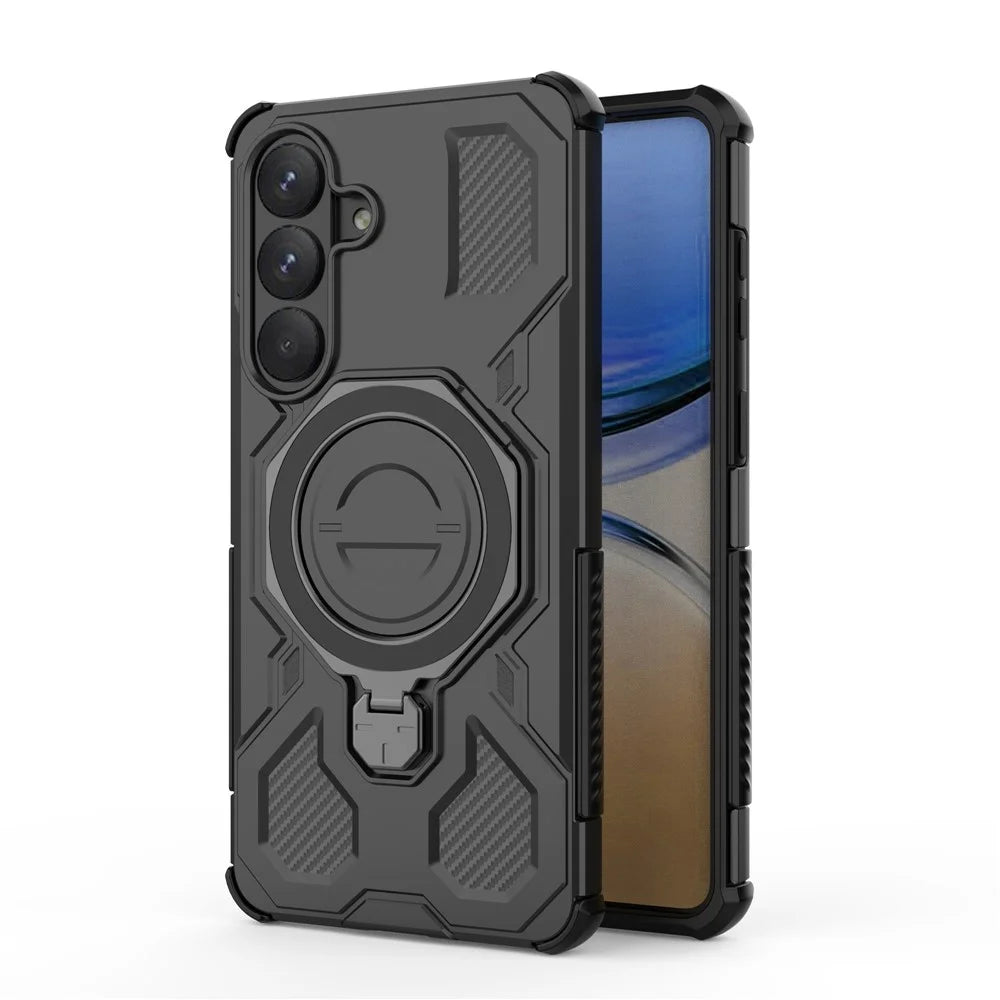 For Samsung Galaxy S26+ Magnetic Case Rotating Metal Kickstand Shockproof PC + TPU Phone Back Cover - Black - 5