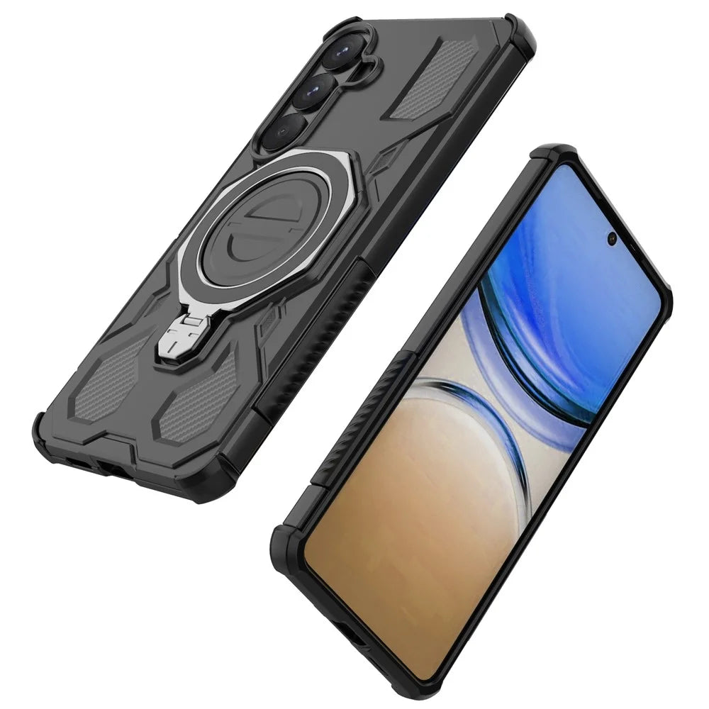 For Samsung Galaxy S26+ Magnetic Case Rotating Metal Kickstand Shockproof PC + TPU Phone Back Cover - Black - 6