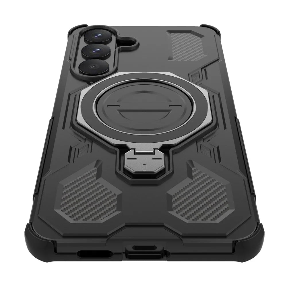 For Samsung Galaxy S26+ Magnetic Case Rotating Metal Kickstand Shockproof PC + TPU Phone Back Cover - Black - 7