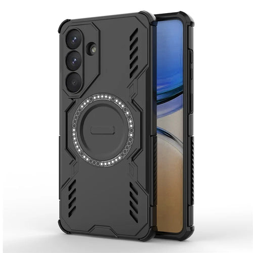 For Samsung Galaxy S26+ Magnetic Case Butterfly Armor Hollow Heat Dissipation PC + TPU Phone Cover - Black - 1