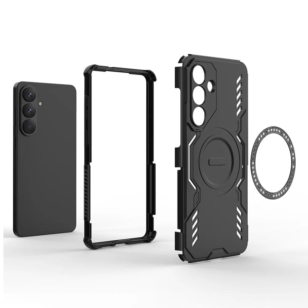 For Samsung Galaxy S26+ Magnetic Case Butterfly Armor Hollow Heat Dissipation PC + TPU Phone Cover - Black - 2