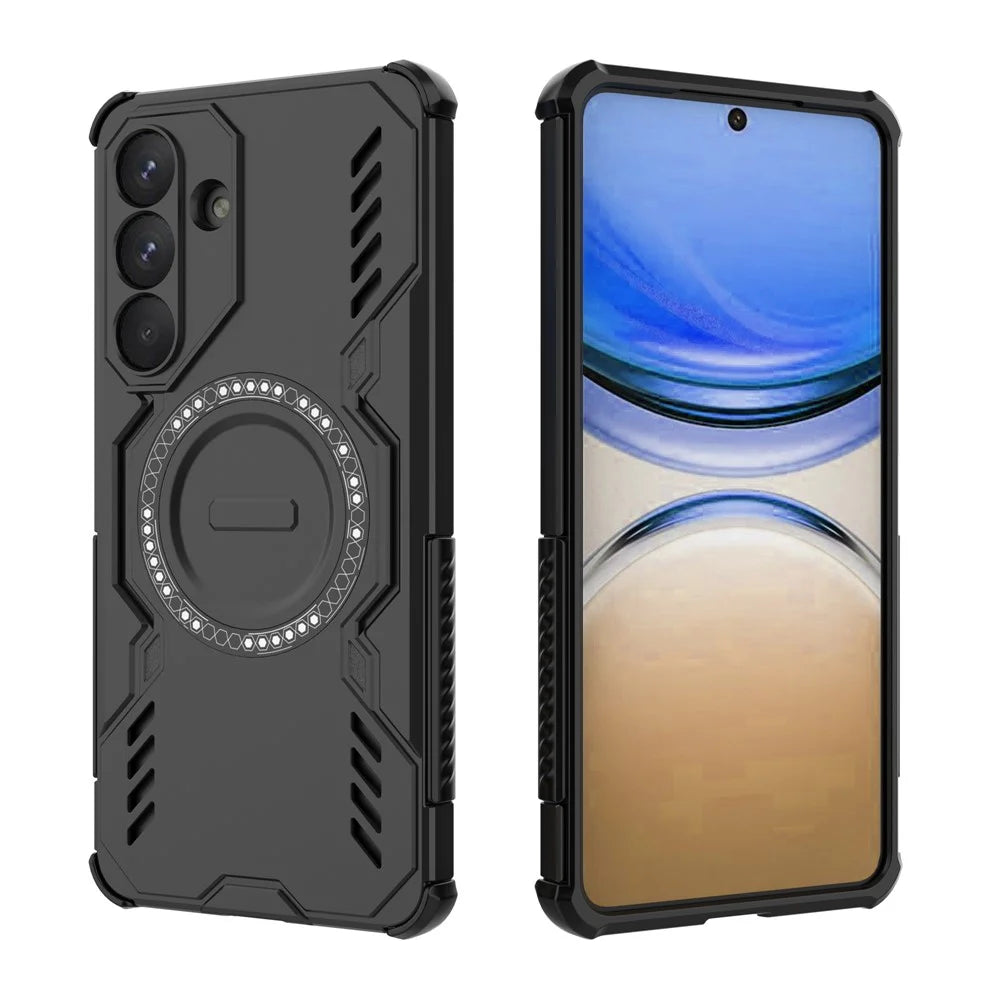 For Samsung Galaxy S26+ Magnetic Case Butterfly Armor Hollow Heat Dissipation PC + TPU Phone Cover - Black - 3