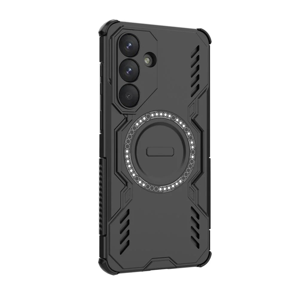 For Samsung Galaxy S26+ Magnetic Case Butterfly Armor Hollow Heat Dissipation PC + TPU Phone Cover - Black - 4