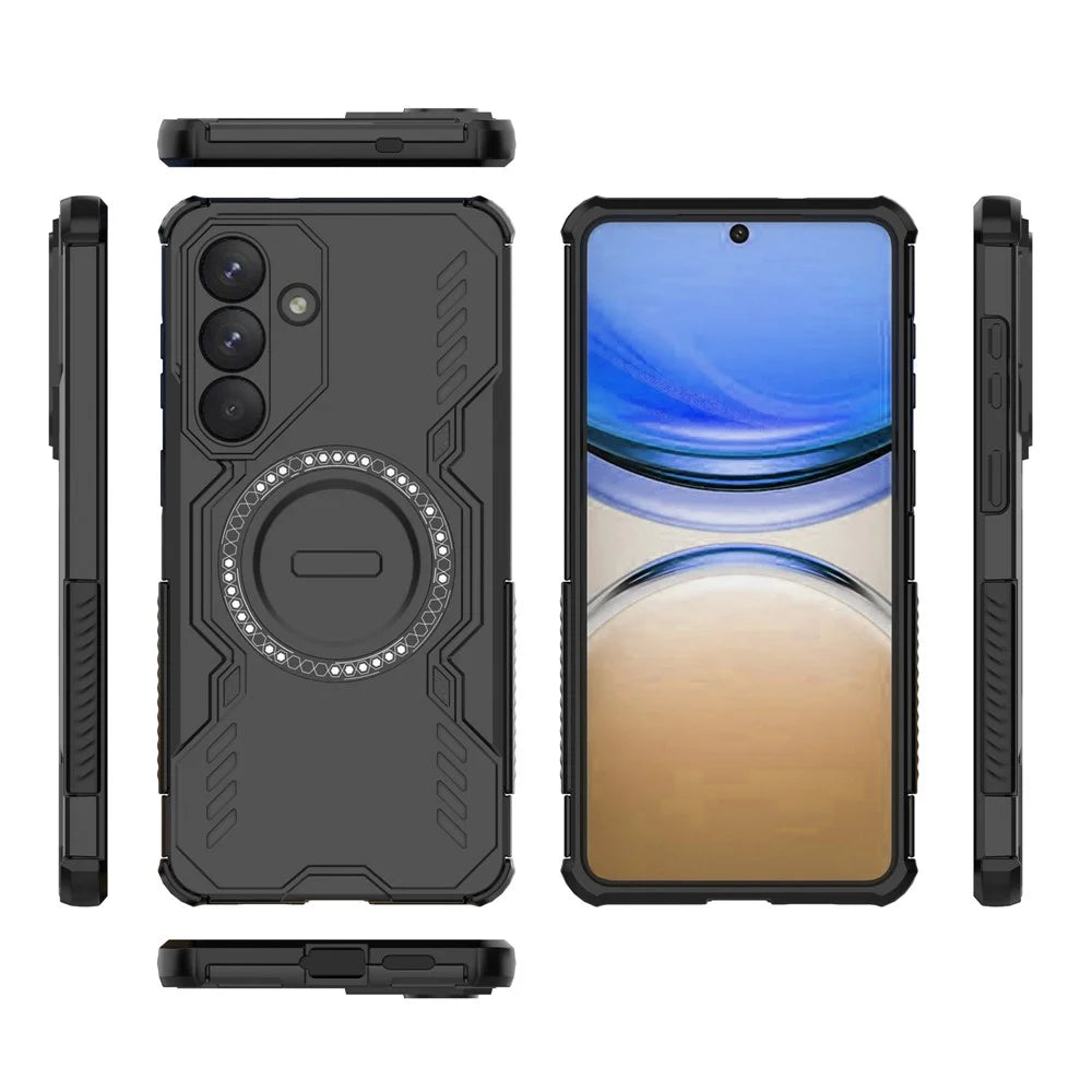 For Samsung Galaxy S26+ Magnetic Case Butterfly Armor Hollow Heat Dissipation PC + TPU Phone Cover - Black - 5