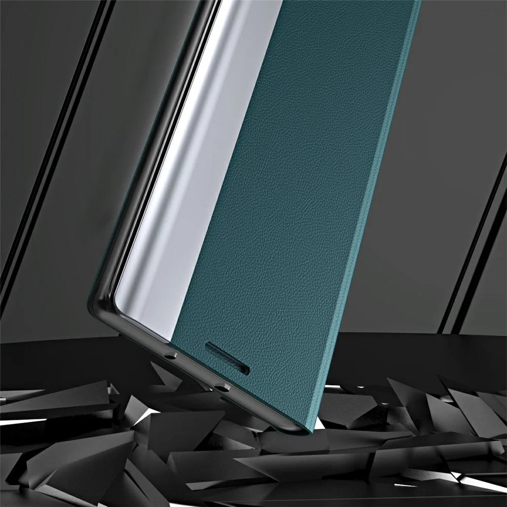 For Samsung Galaxy S26 Ultra Case Anti-Drop Leather Phone Cover with Stand - Green - 4