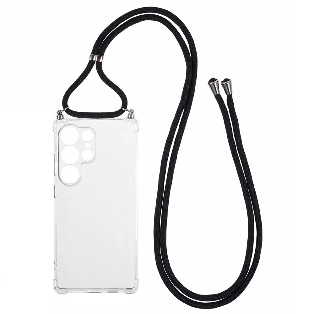For Samsung Galaxy S26 Ultra Case Reinforced Corner TPU Clear Phone Cover with Lanyard - 1