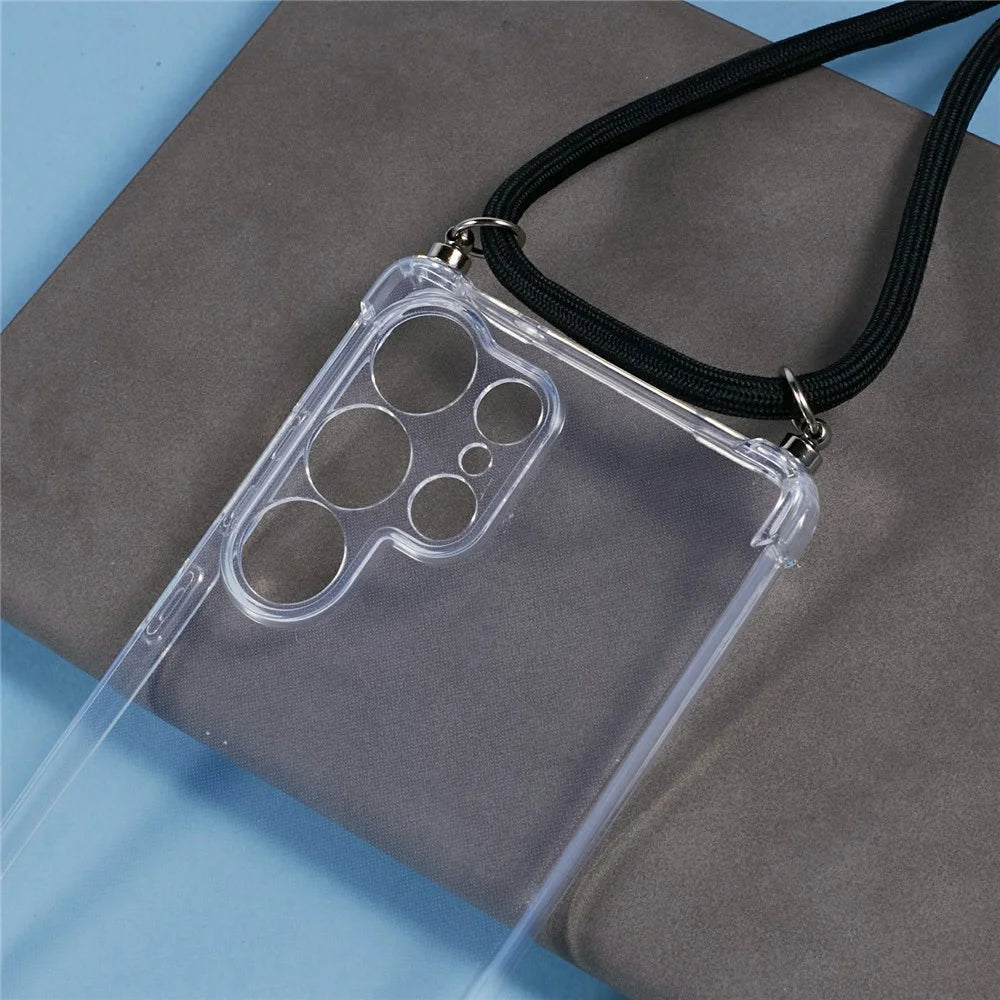 For Samsung Galaxy S26 Ultra Case Reinforced Corner TPU Clear Phone Cover with Lanyard - 4
