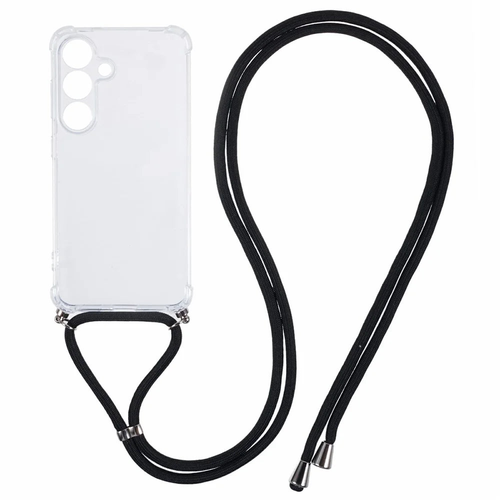 For Samsung Galaxy A37 5G Case Reinforced Corner TPU Clear Phone Cover with Lanyard - 1