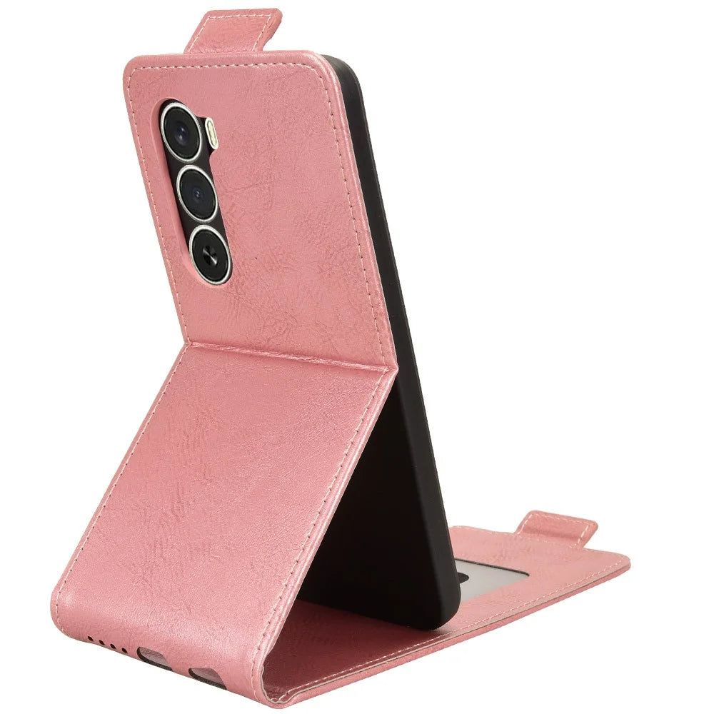 For itel A100 4G Stand Case Magnetic Clasp Vertical Flip Leather Phone Cover with Card Holder - Rose Gold - 3