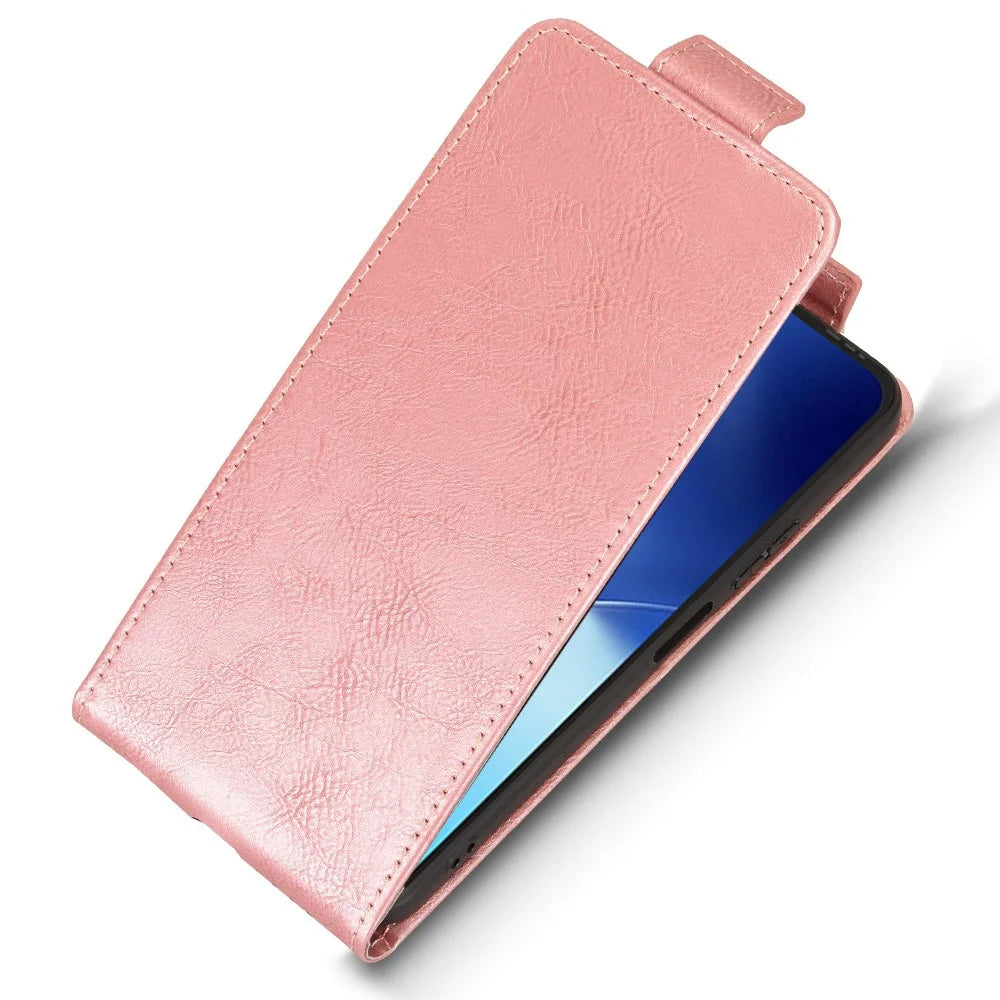 For itel A100 4G Stand Case Magnetic Clasp Vertical Flip Leather Phone Cover with Card Holder - Rose Gold - 4