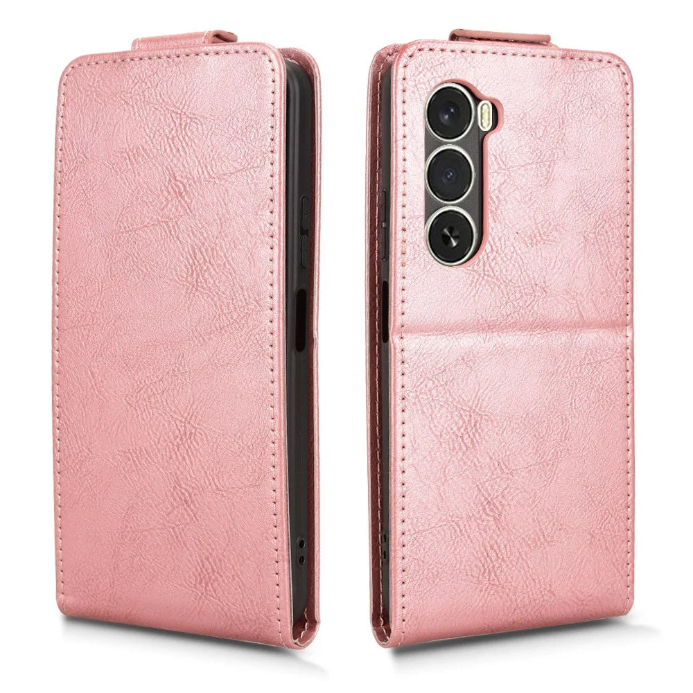 For itel A100 4G Stand Case Magnetic Clasp Vertical Flip Leather Phone Cover with Card Holder - Rose Gold - 5