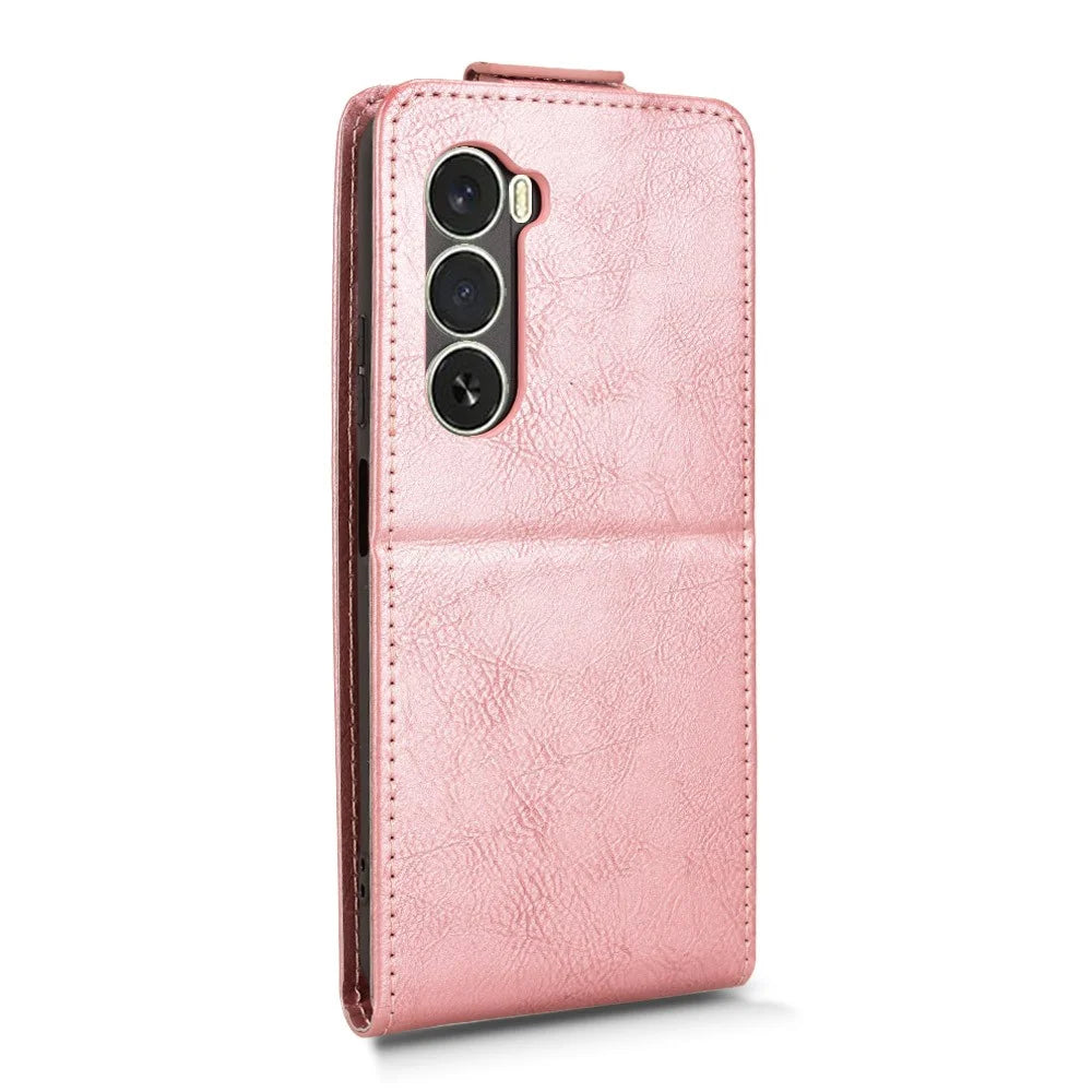 For itel A100 4G Stand Case Magnetic Clasp Vertical Flip Leather Phone Cover with Card Holder - Rose Gold - 7