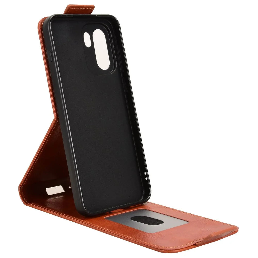 Stand Case For OnePlus 15R 5G / Ace 6T 5G / Ace 6 5G Magnetic Clasp Vertical Flip Leather Phone Cover with Card Holder - Orange - 2