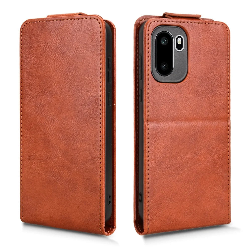 Stand Case For OnePlus 15R 5G / Ace 6T 5G / Ace 6 5G Magnetic Clasp Vertical Flip Leather Phone Cover with Card Holder - Orange - 5
