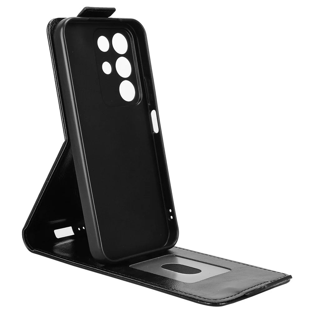 Stand Case For Realme C85 5G  /  15x (India) 5G Magnetic Clasp Vertical Flip Leather Phone Cover with Card Holder - Black - 2