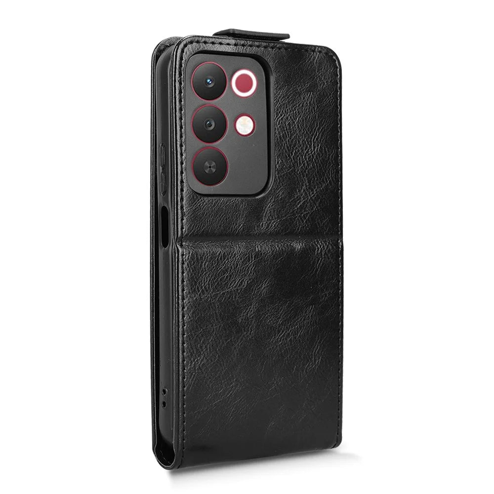 Stand Case For Realme C85 5G  /  15x (India) 5G Magnetic Clasp Vertical Flip Leather Phone Cover with Card Holder - Black - 7