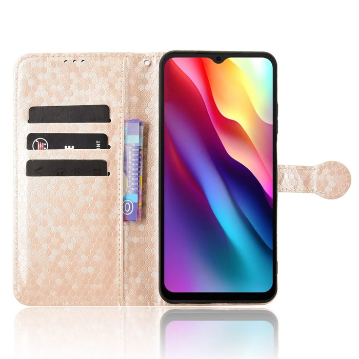 Wallet Case For Doogee Note 56  /  Note 56 Pro Dot Pattern Imprint PU Leather Phone Cover with Wrist Strap - Rose Gold - 2