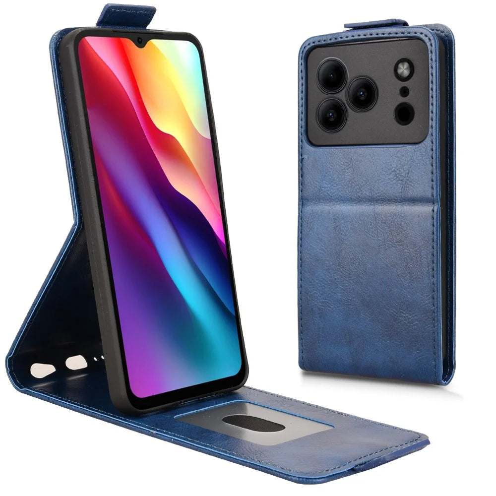 Stand Case For Doogee Note 56  /  Note 56 Pror Magnetic Clasp Vertical Flip Leather Phone Cover with Card Holder - Dark Blue - 1