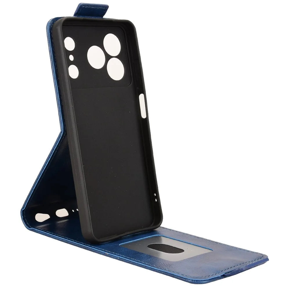 Stand Case For Doogee Note 56  /  Note 56 Pror Magnetic Clasp Vertical Flip Leather Phone Cover with Card Holder - Dark Blue - 2