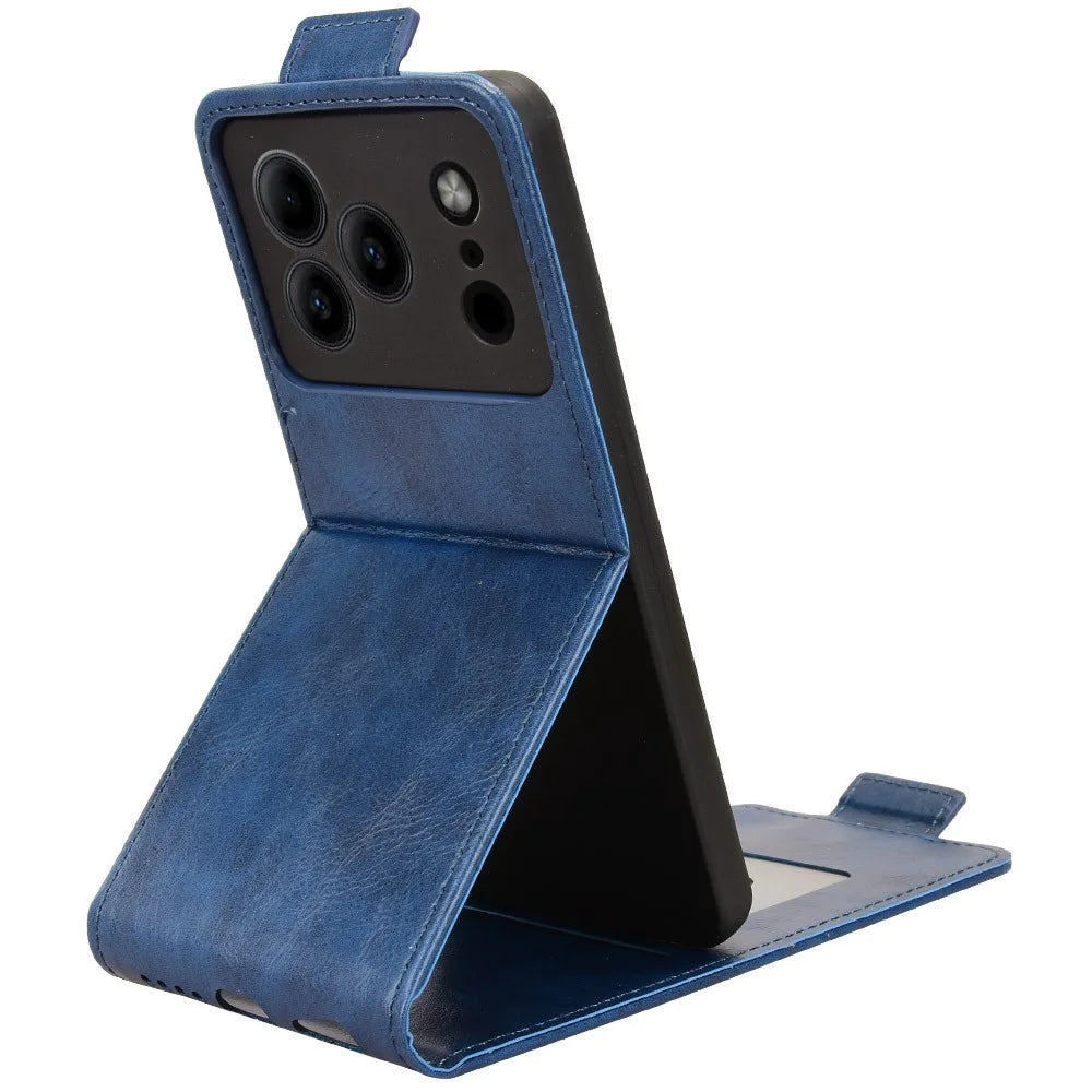 Stand Case For Doogee Note 56  /  Note 56 Pror Magnetic Clasp Vertical Flip Leather Phone Cover with Card Holder - Dark Blue - 3