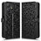 For Blackview Wave 9C Wallet Case Dot Pattern Imprint PU Leather Phone Cover with Wrist Strap - Black - 1