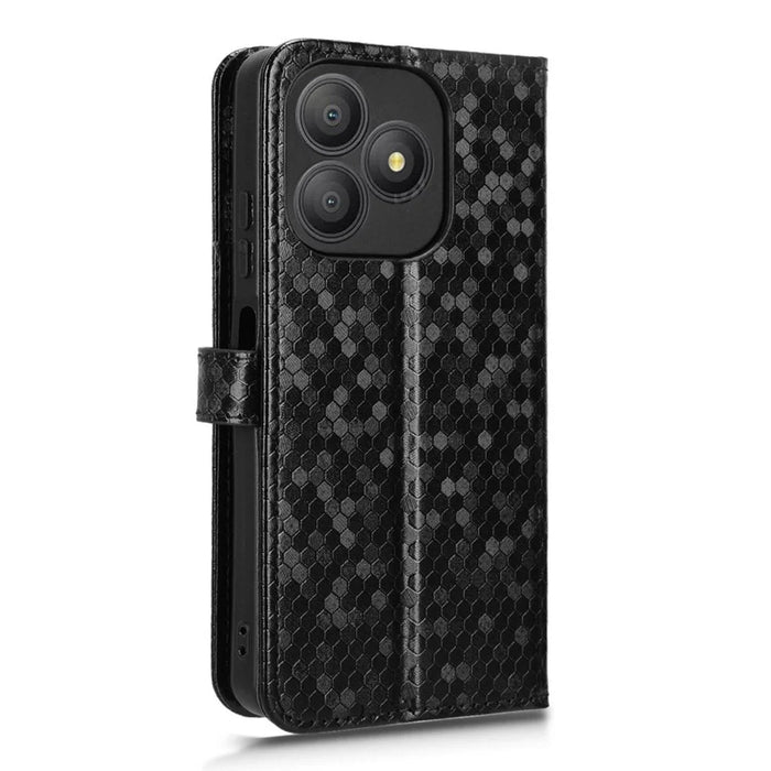 For Blackview Wave 9C Wallet Case Dot Pattern Imprint PU Leather Phone Cover with Wrist Strap - Black - 7