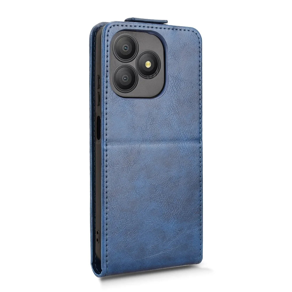 For Blackview Wave 9C Stand Case Magnetic Clasp Vertical Flip Leather Phone Cover with Card Holder - Dark Blue - 7