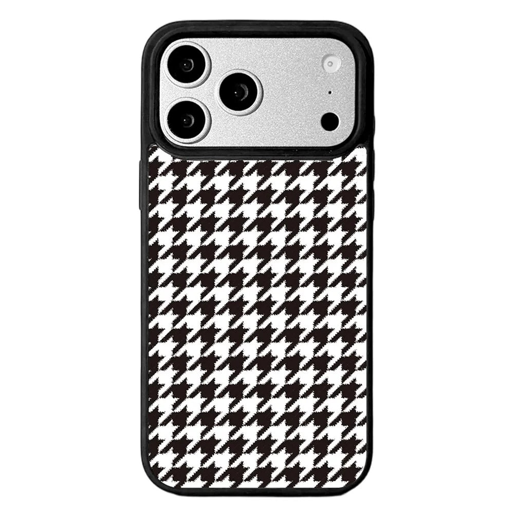 EYCASE Grid Series for iPhone 17 Pro Max Magnetic Case Black Edge TPU + Acrylic Cover Compatible with MagSafe - Black White Houndstooth - 1
