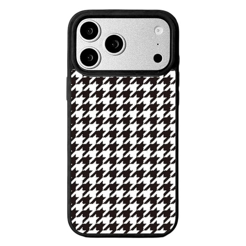 EYCASE Grid Series for iPhone 17 Pro Max Magnetic Case Black Edge TPU + Acrylic Cover Compatible with MagSafe - Black White Houndstooth - 1