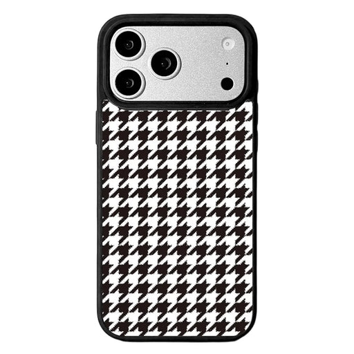 EYCASE Grid Series for iPhone 17 Pro Max Magnetic Case Black Edge TPU + Acrylic Cover Compatible with MagSafe - Black White Houndstooth - 1