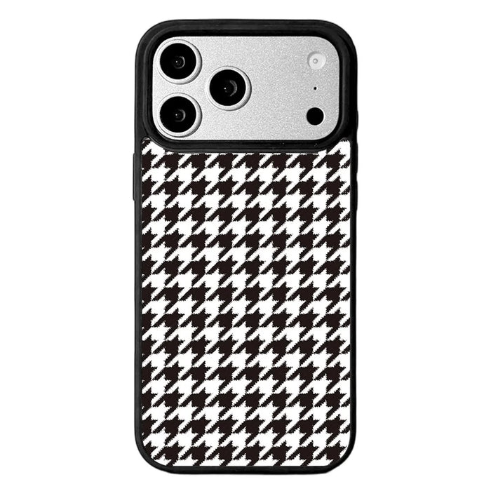 EYCASE Grid Series for iPhone 17 Pro Max Magnetic Case Black Edge TPU + Acrylic Cover Compatible with MagSafe - Black White Houndstooth - 1