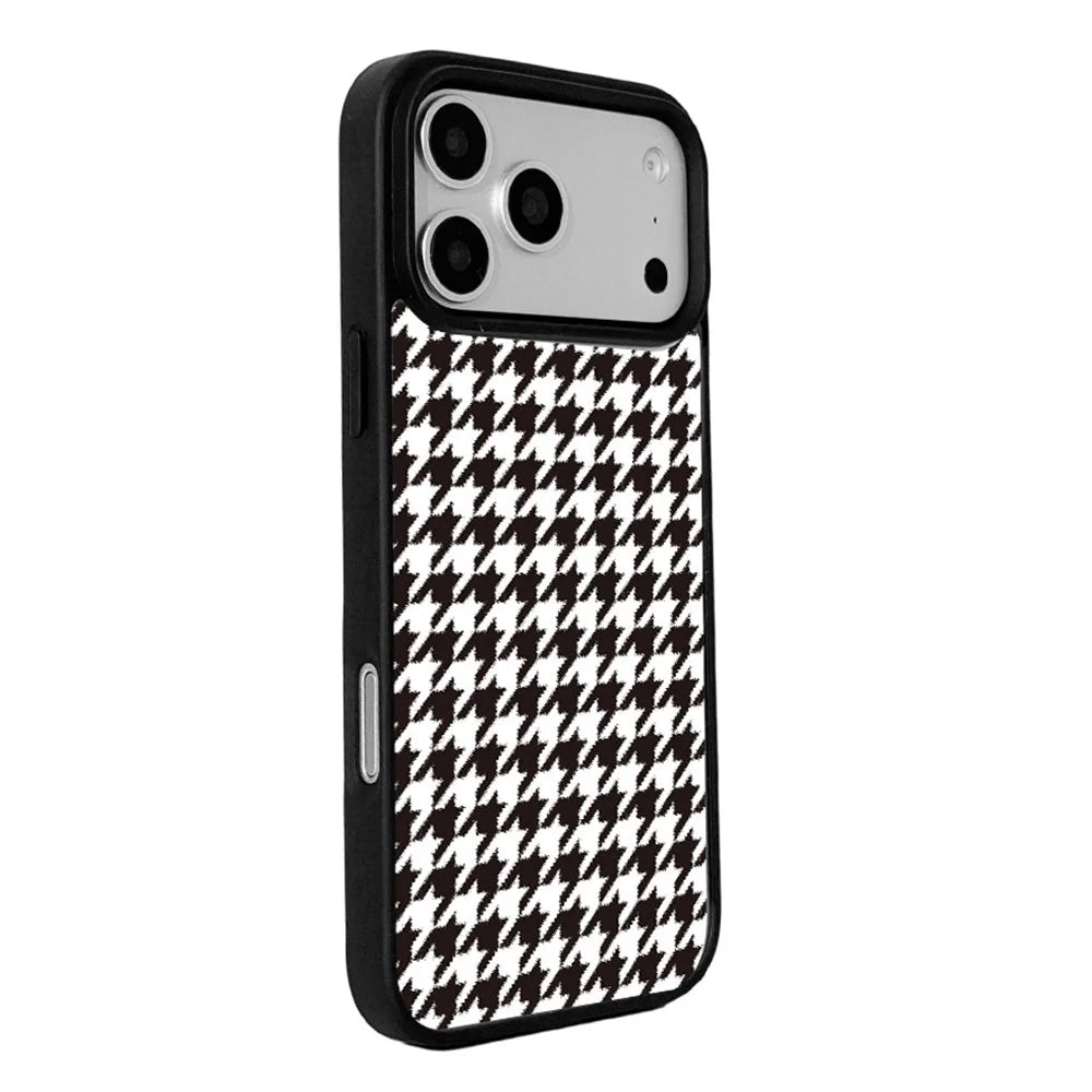 EYCASE Grid Series for iPhone 17 Pro Max Magnetic Case Black Edge TPU + Acrylic Cover Compatible with MagSafe - Black White Houndstooth - 2