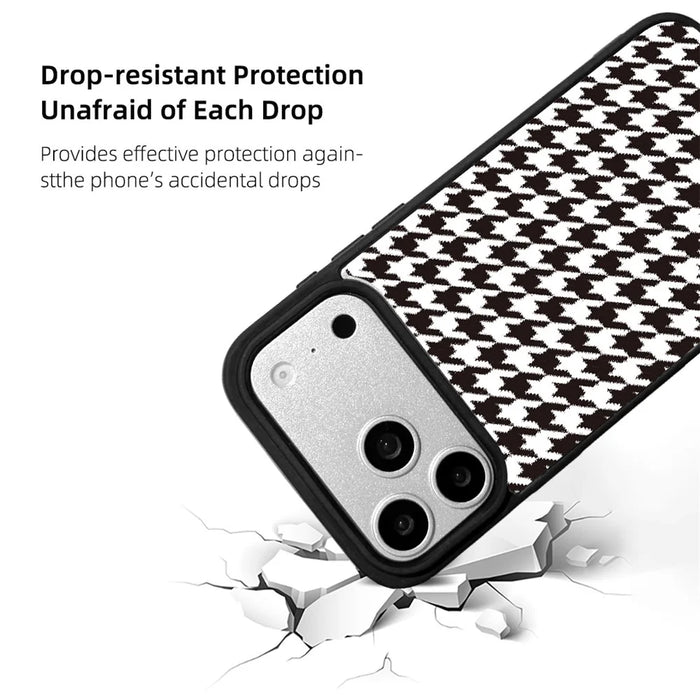 EYCASE Grid Series for iPhone 17 Pro Max Magnetic Case Black Edge TPU + Acrylic Cover Compatible with MagSafe - Black White Houndstooth - 3