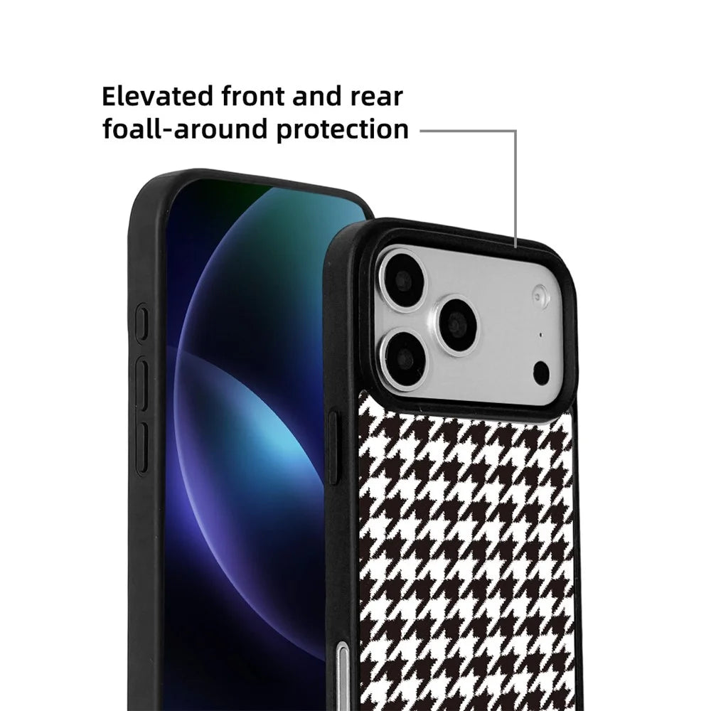 EYCASE Grid Series for iPhone 17 Pro Max Magnetic Case Black Edge TPU + Acrylic Cover Compatible with MagSafe - Black White Houndstooth - 5