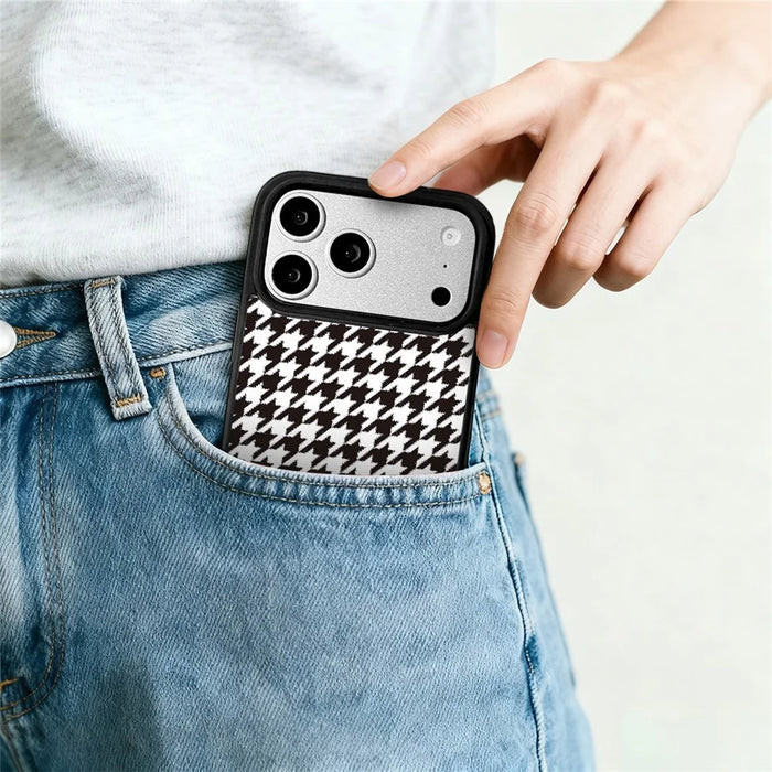 EYCASE Grid Series for iPhone 17 Pro Max Magnetic Case Black Edge TPU + Acrylic Cover Compatible with MagSafe - Black White Houndstooth - 7