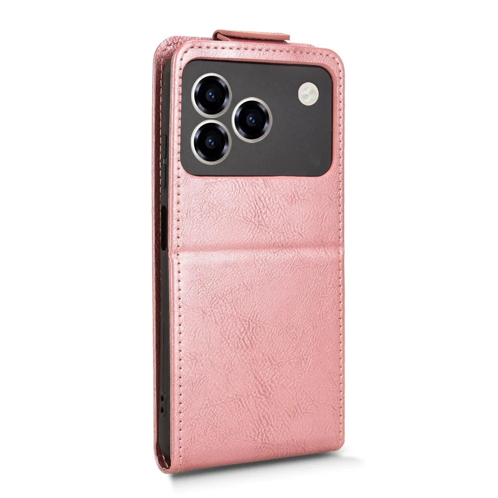 For ZTE Blade A76 4G Stand Case Magnetic Clasp Vertical Flip Leather Phone Cover with Card Holder - Rose Gold - 7