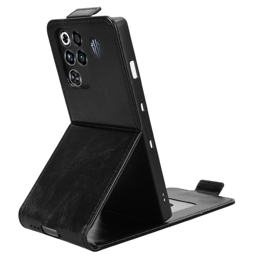 Stand Case For ZTE nubia RedMagic 11 Pro 5G  /  11 Pro+ 5G Magnetic Clasp Vertical Flip Leather Phone Cover with Card Holder - Black - 3