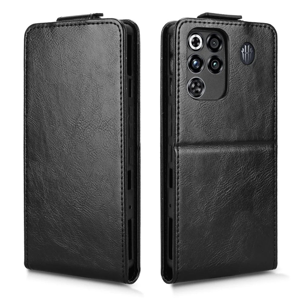 Stand Case For ZTE nubia RedMagic 11 Pro 5G  /  11 Pro+ 5G Magnetic Clasp Vertical Flip Leather Phone Cover with Card Holder - Black - 5