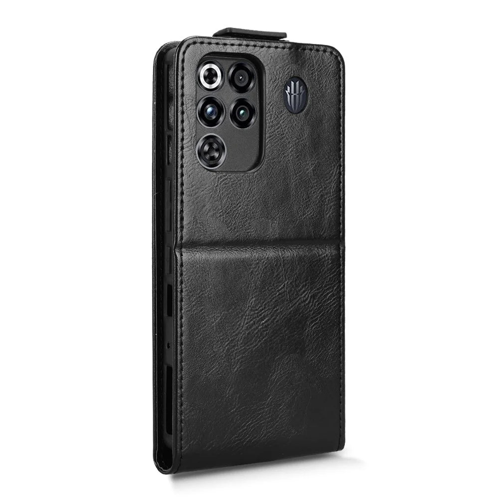 Stand Case For ZTE nubia RedMagic 11 Pro 5G  /  11 Pro+ 5G Magnetic Clasp Vertical Flip Leather Phone Cover with Card Holder - Black - 7