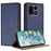 For OnePlus 15 5G Case L-Shaped Grid Pattern Leather Stand Phone Cover with Card Slots - Blue - 1