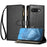 For Google Pixel 9a Leather Case Zipper Wallet Stand Shockproof Phone Cover with Wrist Strap - Black - 1