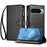 For Google Pixel 10 Pro / Google Pixel 9 / Google Pixel 9 Pro / Google Pixel 10 Leather Case Zipper Wallet Stand Shockproof Phone Cover with Wrist Strap - Black - 1