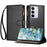 For Realme C85 5G Leather Case Zipper Wallet Stand Shockproof Phone Cover with Wrist Strap - Black - 1