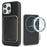 For iPhone 13 Pro Case Compatible with MagSafe Ultra Thin Card Holder PU Leather Coated TPU Cover - Black - 1