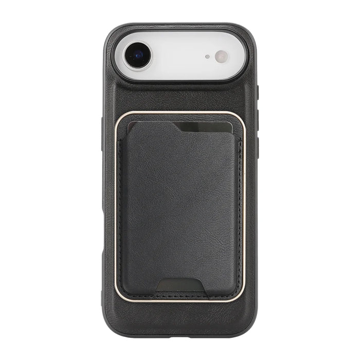 For iPhone Air Case Compatible with MagSafe Ultra Thin Card Holder PU Leather Coated TPU Cover - Black - 2