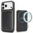 For iPhone 17 Pro Max Case Compatible with MagSafe Ultra Thin Card Holder PU Leather Coated TPU Cover - Black - 1