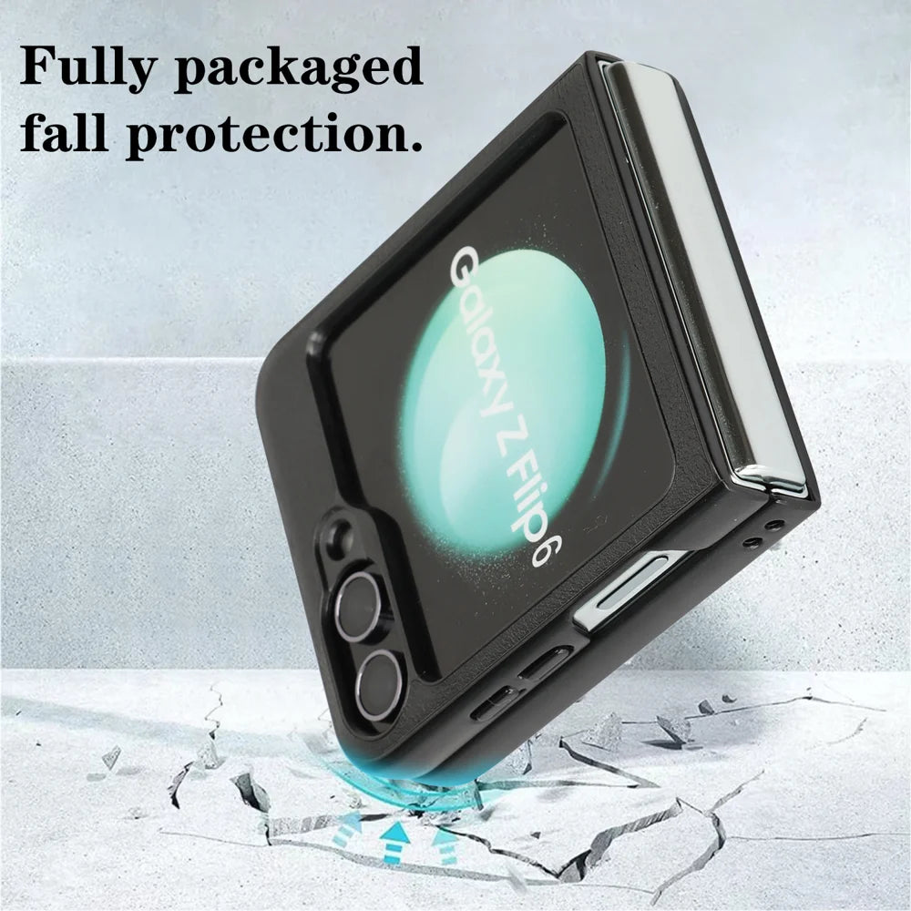 For Samsung Galaxy Z Flip6 5G Magnetic Case Ultra Thin Card Holder PU Leather Coated TPU Cover - Black - 4